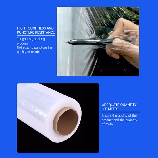 Envoltura estirable de película plástica de paletas de embalaje de película estirable de PE